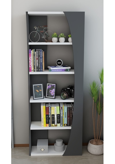 6 Raflı Kitaplık 50 Cm Seti Salon Rafı Ofis Mobilyası - Dekoratif & Kitap Rafı Antrasit - Beyaz 6 Raflı Kitaplık 50 Cm Seti Salon Rafı Ofis Mobilyası - Dekoratif & Kitap Rafı Antrasit - Beyaz