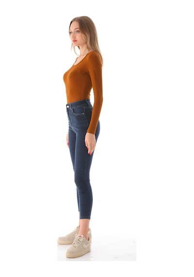 Penyebizden Kadın Viskon Dekolte Yaka Çıtçıtlı Zıbın Body-kahve