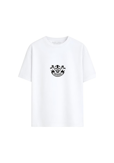 Black Nova Oversize Baskılı Unisex %100 Pamuk T-shirt Own The Road Beyaz