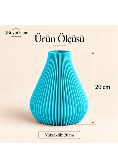 Dekoratif Vazo, Çizgili Modern Tasarım - Kuru Çiçek Ve Pampas Vazosu Camgöbeği