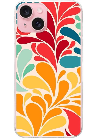 Apple Uyumlu iPhone 15 İle 1mm Slim Fit Retro Renkler 5 Baskılı Şeffaf Kılıf