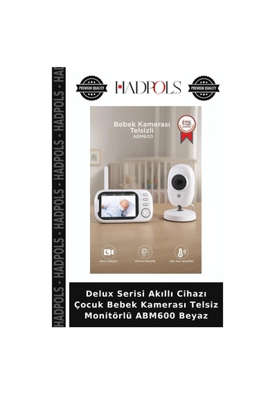 Delux Serisi Akıllı Cihazı Çocuk Bebek Kamerası Telsiz Monitörlü Abm600 Beyaz Belirtilmemiş