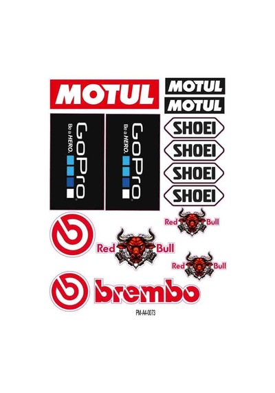 Motosiklet Sponsor Dekor Tasarım A4 Çoklu Sticker Seti Diğer