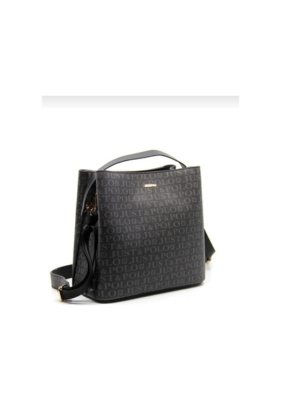 Just Polo Kadın Monogram Baskılı El Ve Omuz Çantası Ebat 25 X 25 Siyah