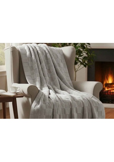Merinos Fiona Stonecube Soft Battaniye 200x220 Gri Açık Gri