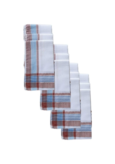 Mira Home 12 Li El Cep Yaka Kumaş Mendil 30x30 Cm 100 Pamuklu Şah - Renk: Kahve Kahverengi