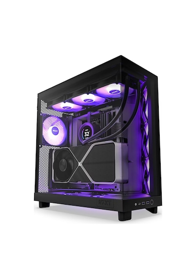 Nzxt H6 Flow CC-H61FB-R1 RGB 3 x 120 MM Atx Oyuncu Kasası Siyah
