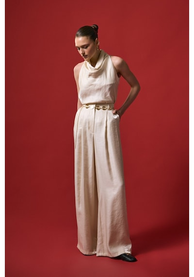 Sateen Aura Pantolon - Taş-137310
