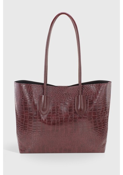 Housebags Retro Vintage Shopper Çanta Bordo Krokodil 264 Bordo