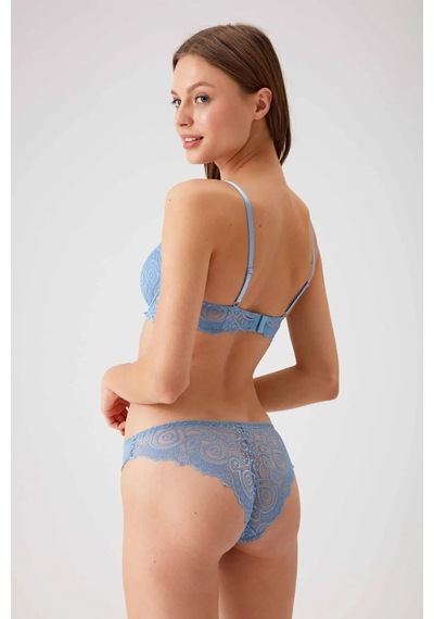 Pierre Cardin 4740 Balenli Soft Push Up Sütyen Külot Takım-mavi Mavi