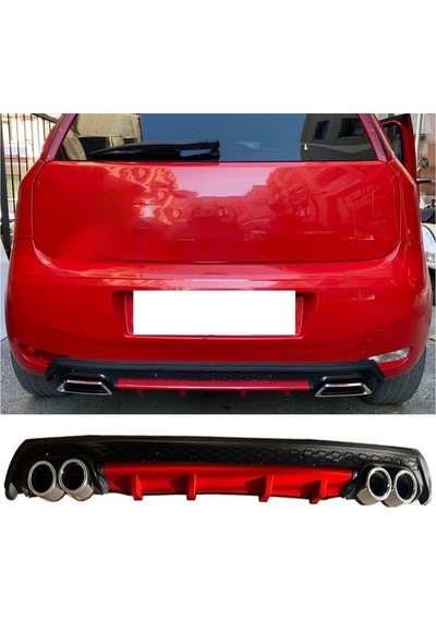 Fiat Punto Kırmızı Difüzör Çiftli Yuvarlak Egzoz Görünümlü D Tip Difizör