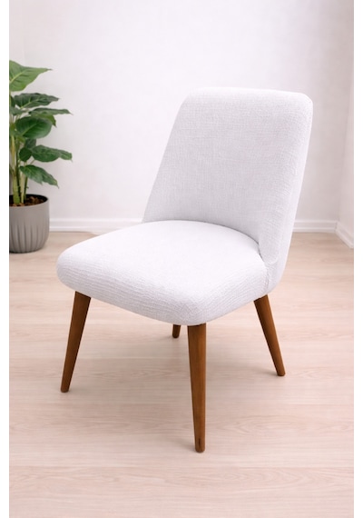 Mutfak Sandalye Kılıfı Büyük Oval Jakarli Yıkanabilir Streç Lastikli Sandalye Örtüsü 1 Adet Krem - 797640822 Krem