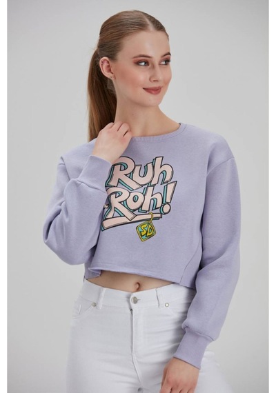 Meecy Kadın Lila Baskılı Sweatshirt Lila Lila