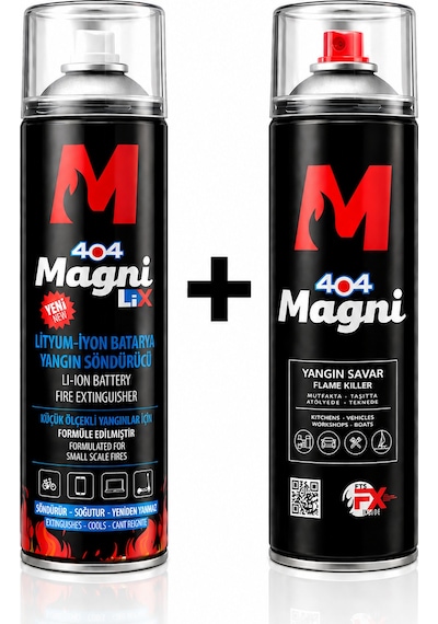 404 Magni + Li-x Yangın Söndürücü Set Lityum Batarya Ve Genel Yangınlara Karşı Çift Koruma