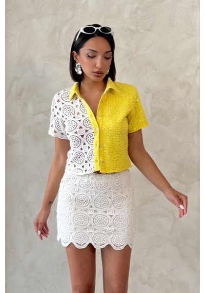 Verymoda Dantel Diz Üstü Etek D2350 Ham