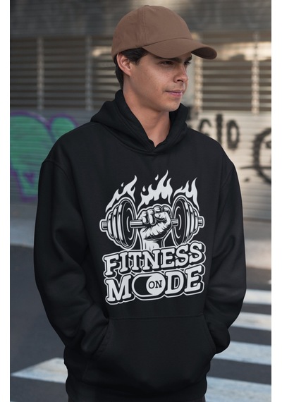 Sevbano Fitness Mode On Bodybuilding Gym Baskılı Unisex Oversize Sporcu H Siyah