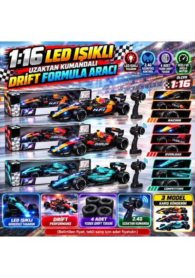 Arkhenx L2501-1 1 16 Led Işıklı 4 Adet Yedek Drift Tekerli 3 Model Karış Formula Aracı Adet Fiyatıdır. Bzs1 Çok Renkli