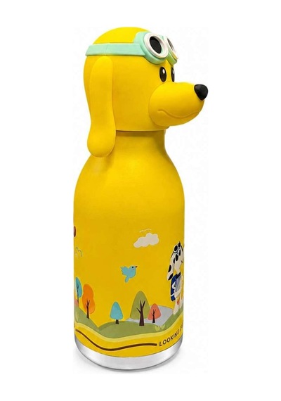 Koı Sarı Köpek 500 Ml Paslanmaz Çelik-pipetli Çocuk Termosu Ve Suluk Sarı Sarı