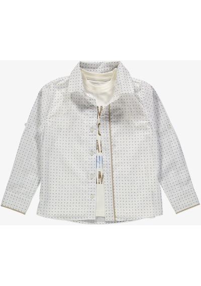 Mnk Baby & Kids Gömlek Pantolon T-shirt Noktalı Desen 3 Parça Erkek Çocuk Takım