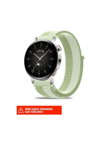 Huawei Watch Gt/gt2/gt3 Elegant 42mm Uyumlu Hasır Örgü Spor Naylon Kordon, Açık Yeşil, 20mm