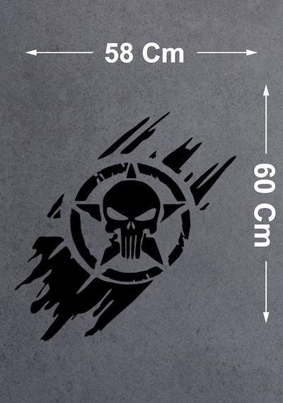 Kurukafa Punisher Sticker 2 Adet - Araba Oto Cam Motosiklet Karavan Sticker - 4x4 Offroad Kamp Adventure Sticker - 00100 60X58 Cm