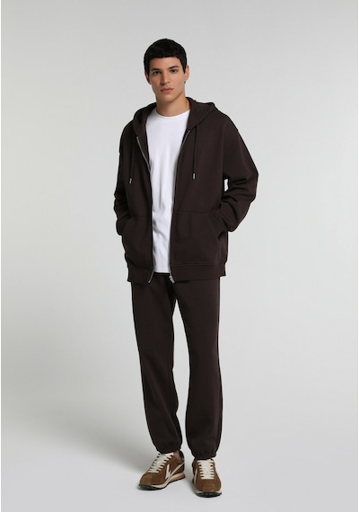 Colin's Colins Oversize Fit Kapüşonlu Düz Erkek Kahverengi Sweatshirt Cl1075851 Q1.v2 Dbr Koyu Kahverengi