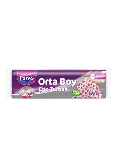 Büzgülü Çöp Torbası Çilek Kokulu Orta Boy