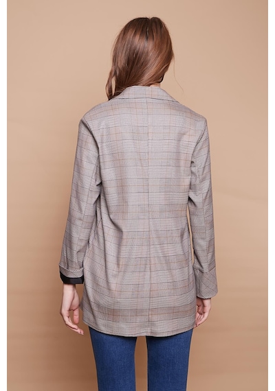 Ekoseli Yakalı Kolu Katlamalı Cep Kapaklı Boyfriend Hafif Likralı Kumaş Blazer Ceket-hardal Ekose Hardal Eks. Ekoseli Yakalı Kolu Katlamalı Cep Kapaklı Boyfriend Hafif Likralı Kumaş Blazer Ceket-hardal Ekose Hardal Eks.