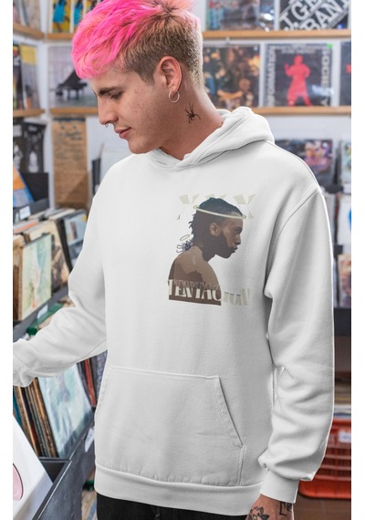 Sevbano X Tentacion Rapper Şarkıcı Sırt Baskılı Unisex Oversize Penye Hoo beyaz