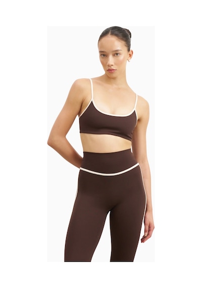 Because Of Alice Base Contrast Trim Cami Bra Tamamlayıcı Spor Sütyeni Kahverengi