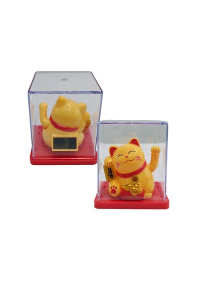 Maneki Neko El Sallayan Mini Şans Kedisi Krem Solar Güneş Enerjili 5x5cm Y8krm08