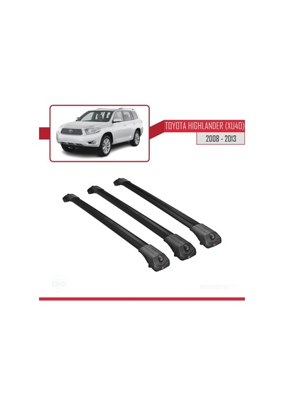 Toyota Highlander Xu40 2008-2013 Arası İle Uyumlu Ace-1 Ara Atkı Tavan Barı Siyah 3 Adet Bar