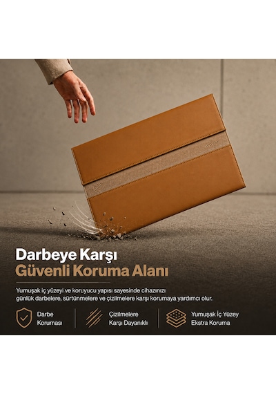 Woyax S-touch 13-14 İnç Nfc Özellikli Laptop Çantası Su Geçirmez Apple Macbook Uyumlu Kılıfı Apple iPad Tablet El Çantası Kahverengi