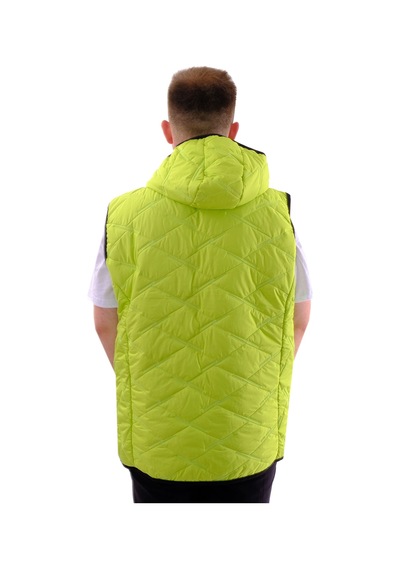 Mode Xl Büyük Beden Erkek Kapüşonlu Fermuarlı Şişme Yelek U24700 Yeşil Yeşil