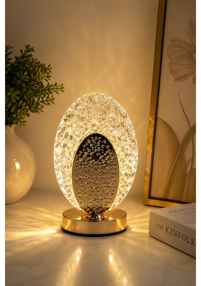 Oval Kristal Led Masa Lambası 3 Renk Işıklı Dekoratif Aydınlatma 8381888