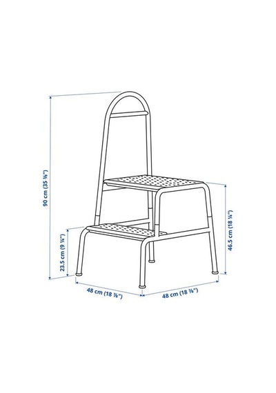 Ikea Bäsıngen Tırabzanlı Basamaklı Tabure, Antrasit, 2 Basamaklı