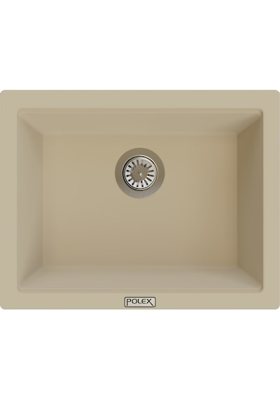 Polex Cristalüx Granit Evye P-09 Bej Tezgah Altı Ve Tezgah Üstü Kare Mutfak Evyesi 55.5x43.5 CM