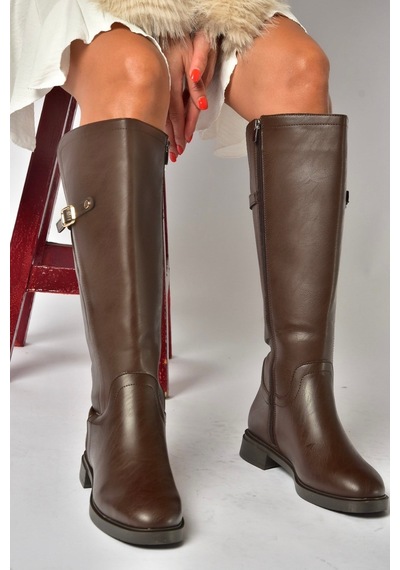 Fox Shoes Z973552209 Kahverengi Düz Tabanlı Kadın Çizme
