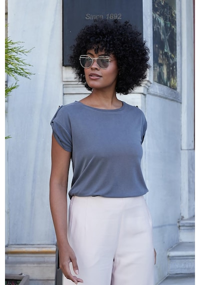 Jument Kadın Modal Penye Geniş Sıfır Yaka Düşük Omuzlu Apoletli Kısa Kol T-shirt Bluz-antrasit Antrasit Jument Kadın Modal Penye Geniş Sıfır Yaka Düşük Omuzlu Apoletli Kısa Kol T-shirt Bluz-antrasit Antrasit
