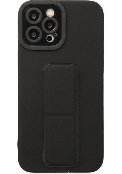Apple iPhone Uyumlu  12 Pro Max Kılıf Mega Standlı Silikon -  Siyah