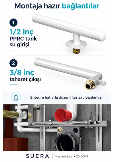 Suera Kapadokya Tuğla Tipi Gömme Rezervuar Seti Elixir Mat Krom Panel 25 0041