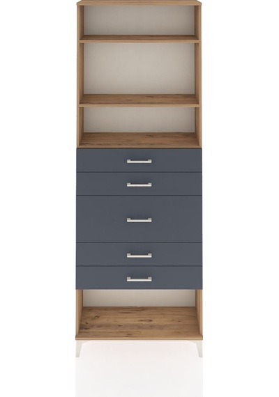 Arges Dolap 3 Raflı 5 Çekmeceli 88x30x243 Çam-antrasit Atlas Çam