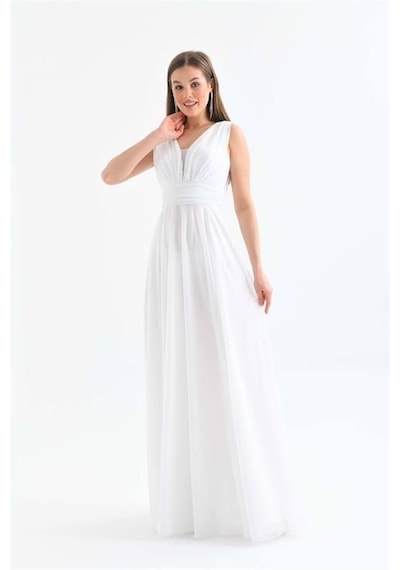 Dip Moda Kadın Astarlı Sim Detaylı Uzun Abiye Elbise Dpnbs9223 Beyaz Dip Moda Kadın Astarlı Sim Detaylı Uzun Abiye Elbise Dpnbs9223 Beyaz