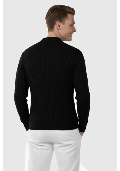 Rizzup Erkek Siyah Polo Yaka Fitilli Triko Kazak %100 Pamuk, Esnek Dokulu, Modern Kalıp 2605306 Rizzup Erkek Siyah Polo Yaka Fitilli Triko Kazak %100 Pamuk, Esnek Dokulu, Modern Kalıp 2605306