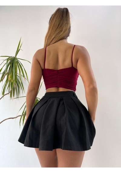 Pink Life Kiremit Sandy Kumaş Büzgülü Büstiyer Kiremit