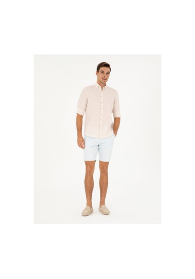 Pierre Cardin Keten Karışımlı Regular Fit Uzun Kollu Gömlek 1834748 Bej