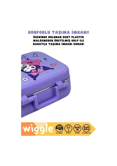 Kuromi Bento Çift Bölmeli Beslenme Kutusu Çelik 3470 Çok Renkli