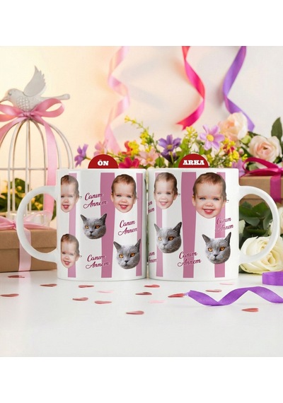 Bk Gift Anneye Özel Yüz Baskılı Beyaz Kupa Bardak - Anneler Günü Ve Kadınlar Günü Hediyesi
