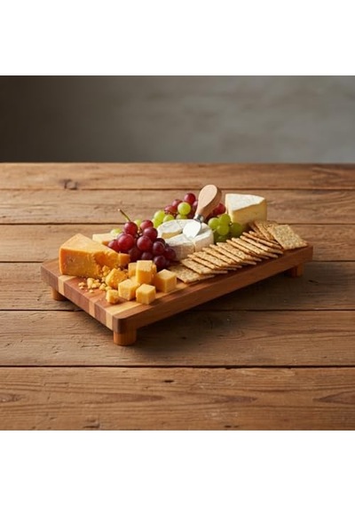 Doğal Akasya Ahşap Ayaklı Sunum Standı Ve Servis Tepsisi 25x18 Cm Dikdörtgen Yükseltici, Banyo Tezgahı, Mutfak Ve Kahve Köşesi Düzenleyici 15cm
