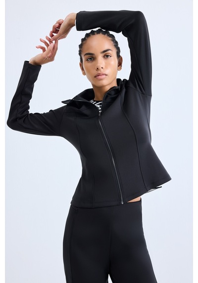 Defacto Standart Fit Fermuarlı Gömlek Yaka Skuba Dalgıç Kumaş Basic Hırka H8525ax26aubk81 Siyah-bk81